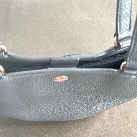 Dagne Dover Allyn Tote Bag Pebbled Gray Leather Travel Satchel - Picture 6 of 16